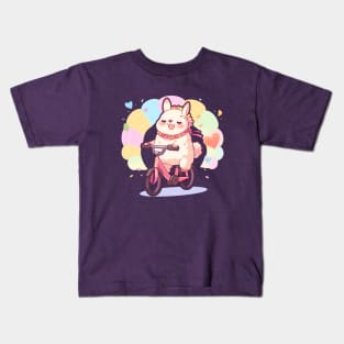 Rainbow Ride: Kawaii Llama Pedals with Joy Kids T-Shirt